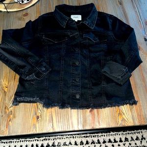 ANGELS FOREVER YOUNG BLACK STRETCHY DENIM, JEAN JACKET SZ XL